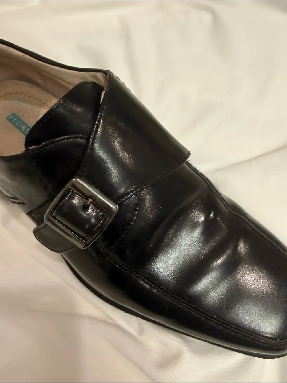 Florsheim Black Leather Boys Slip-On Loafers with Buckle